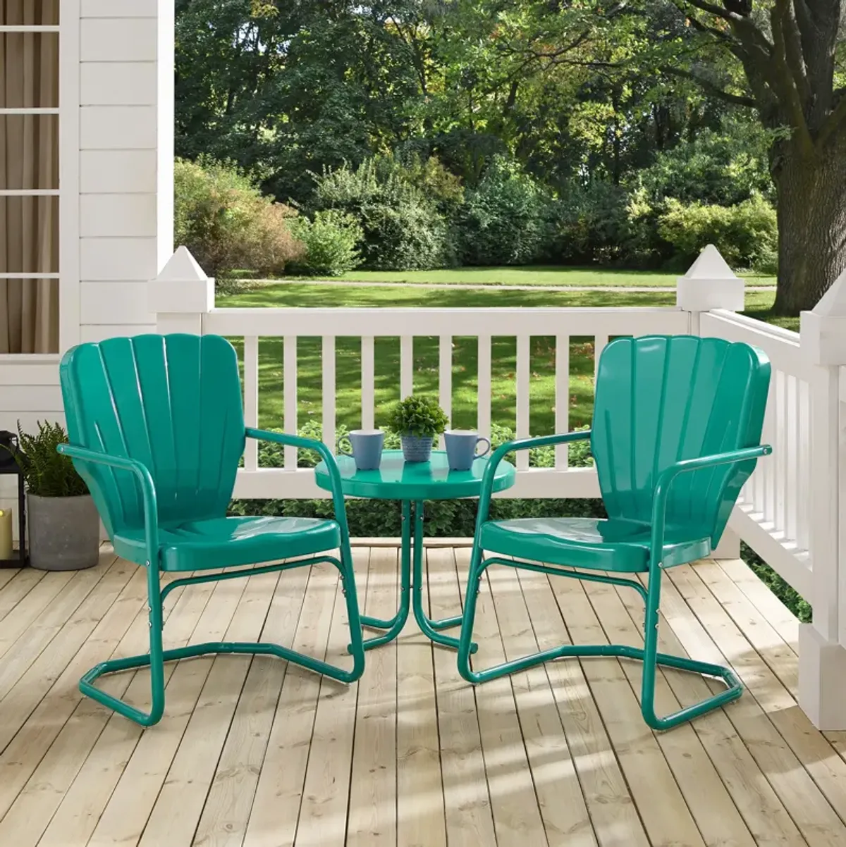 Jack Set of 2 Outdoor Chairs and Side Table - Turquoise