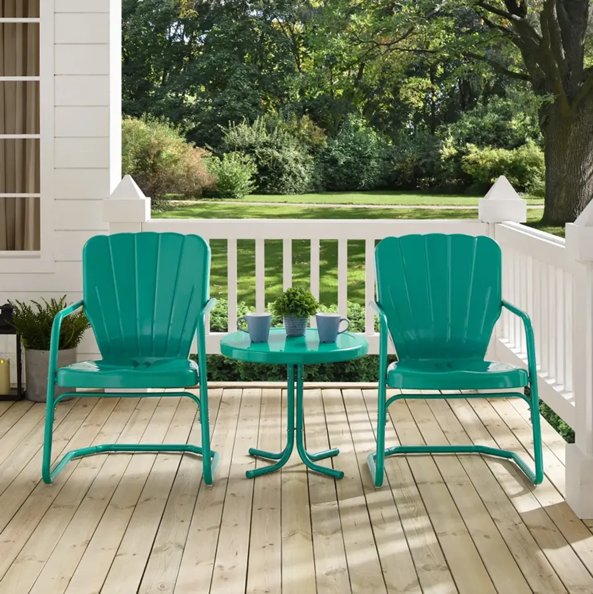 Jack Set of 2 Outdoor Chairs and Side Table - Turquoise