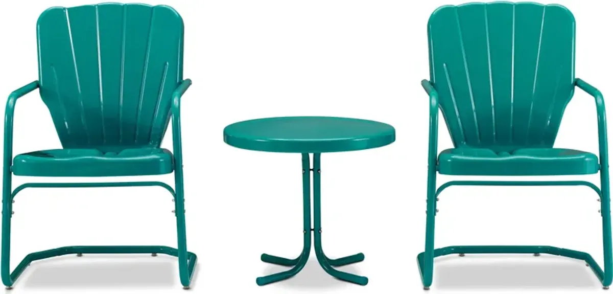 Jack Set of 2 Outdoor Chairs and Side Table - Turquoise