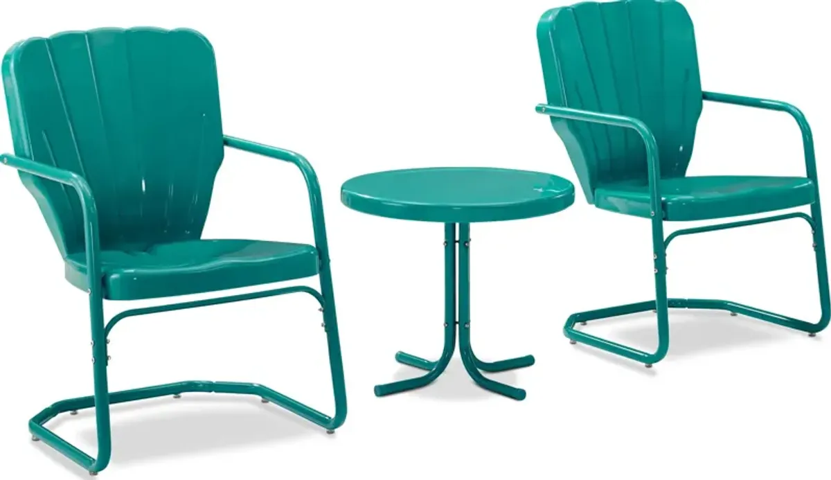 Jack Set of 2 Outdoor Chairs and Side Table - Turquoise