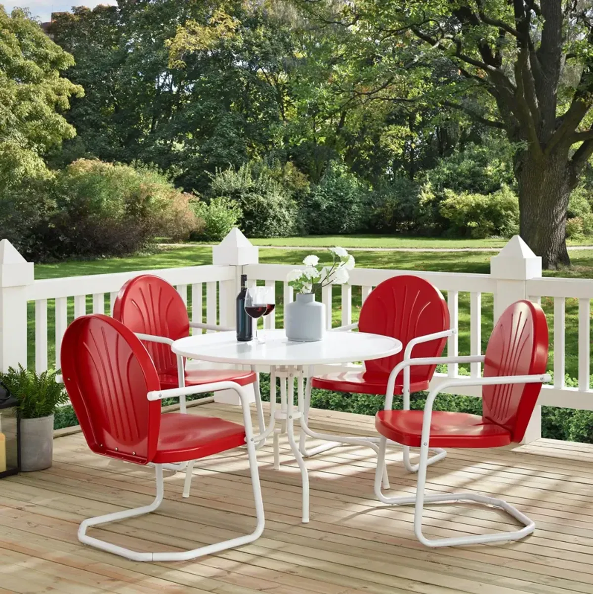 Kona 5-Piece Outdoor Dining Set - Bright Red