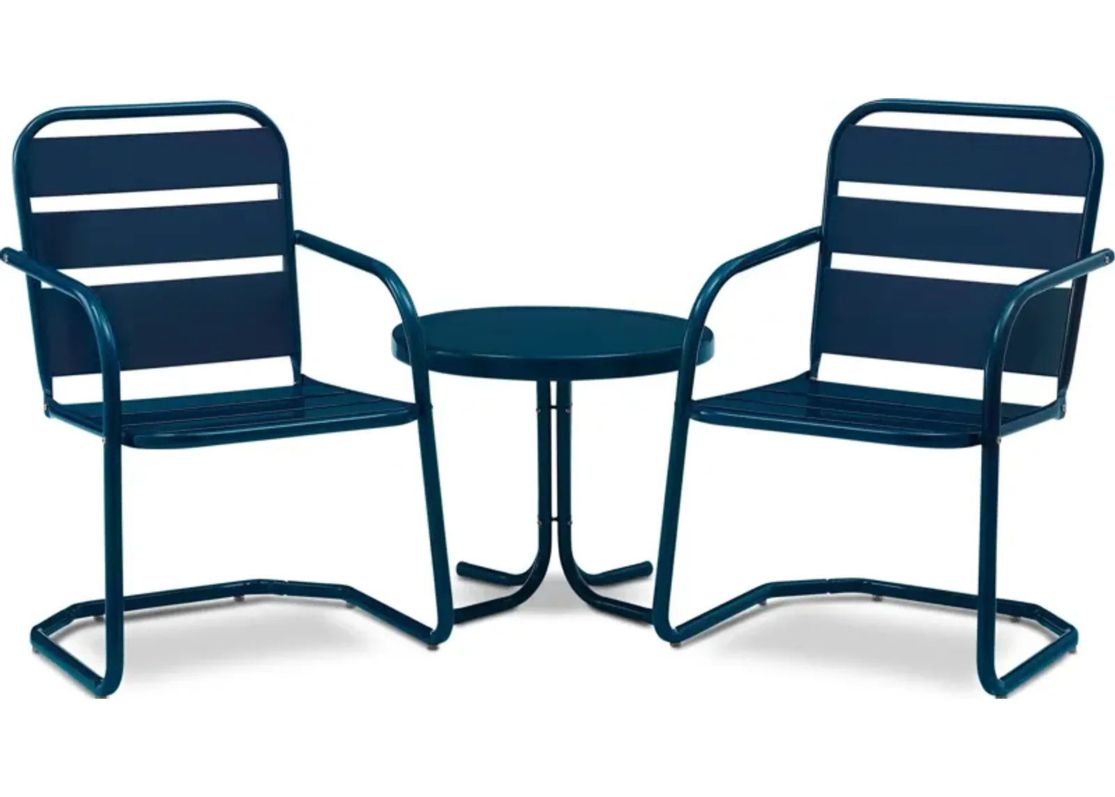 Wallace Set of 2 Outdoor Chairs and Side Table - Navy