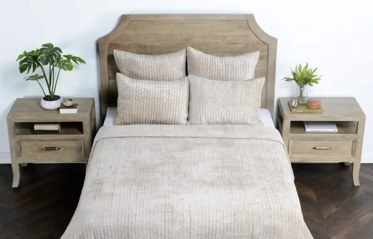 Bari Queen Quilt Set - Pebble