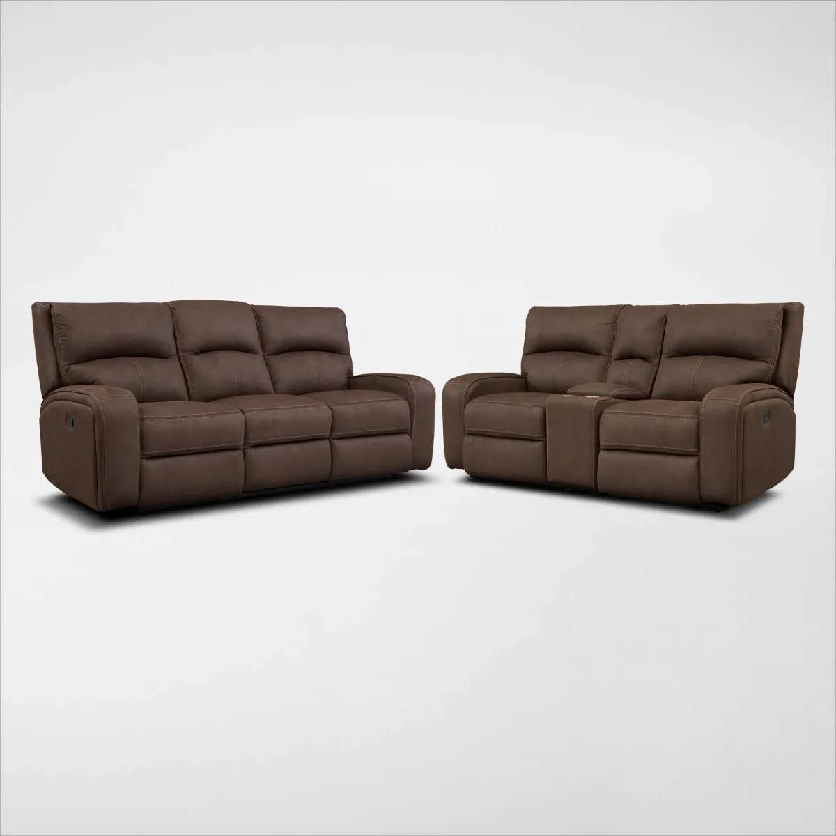 Burke Manual Reclining Sofa and Loveseat - Brown