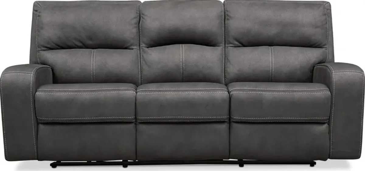 Burke Dual-Power Reclining Sofa and Recliner Set - Charcoal