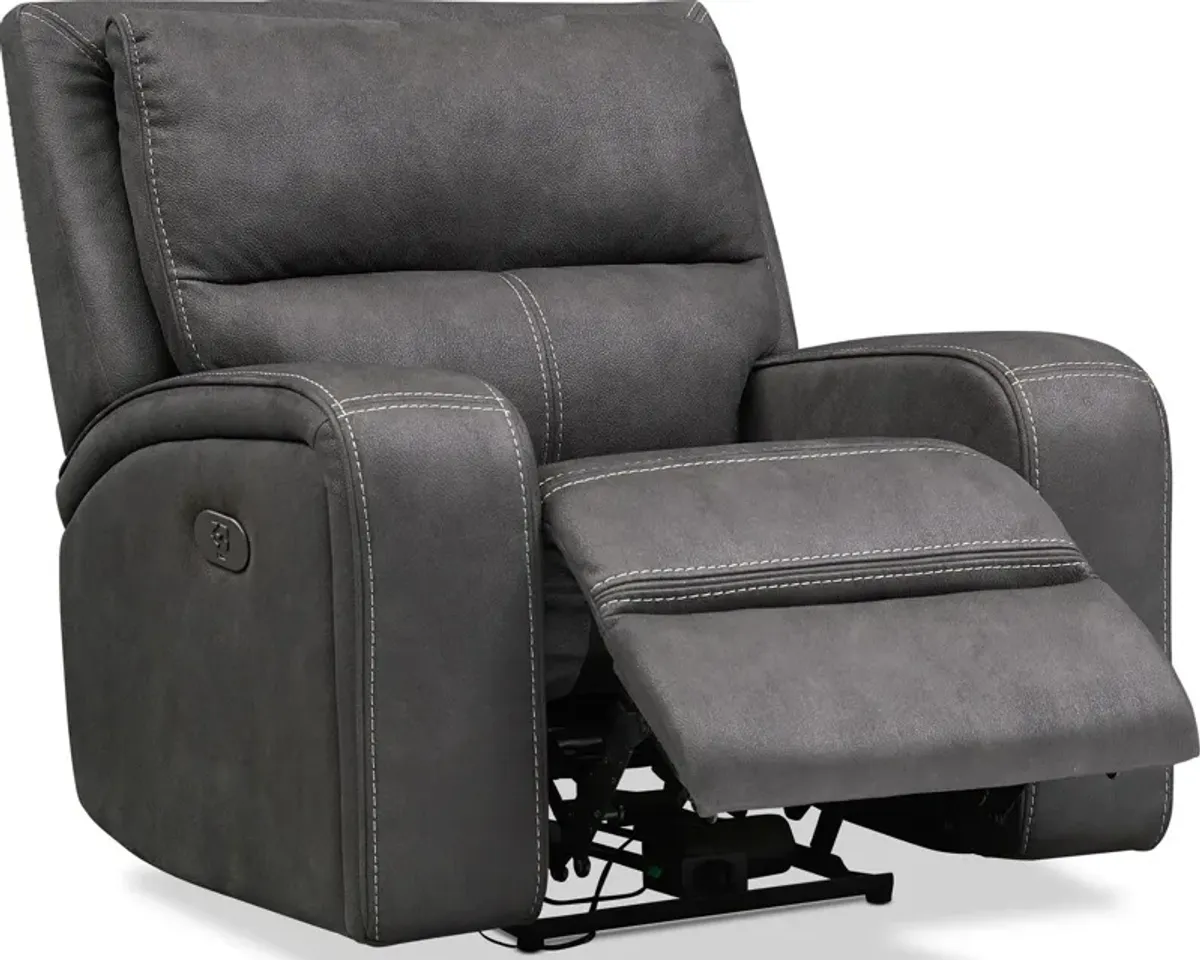 Burke Dual-Power Reclining Sofa and Recliner Set - Charcoal