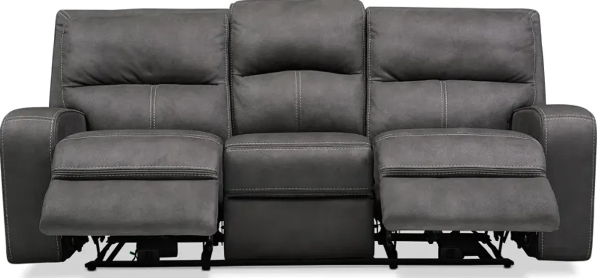 Burke Dual-Power Reclining Sofa and Recliner Set - Charcoal