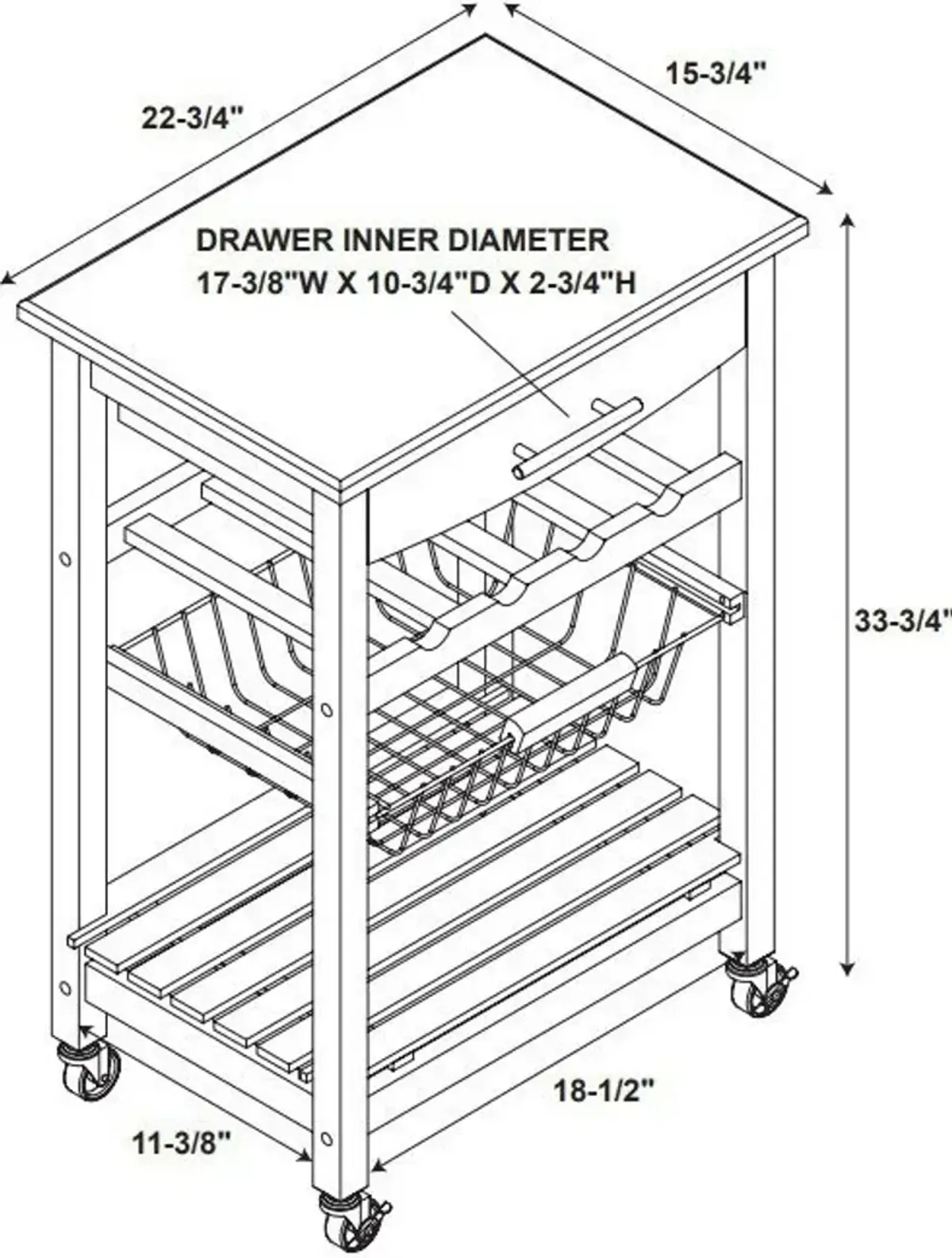 Avon Granite Kitchen Cart - Natural