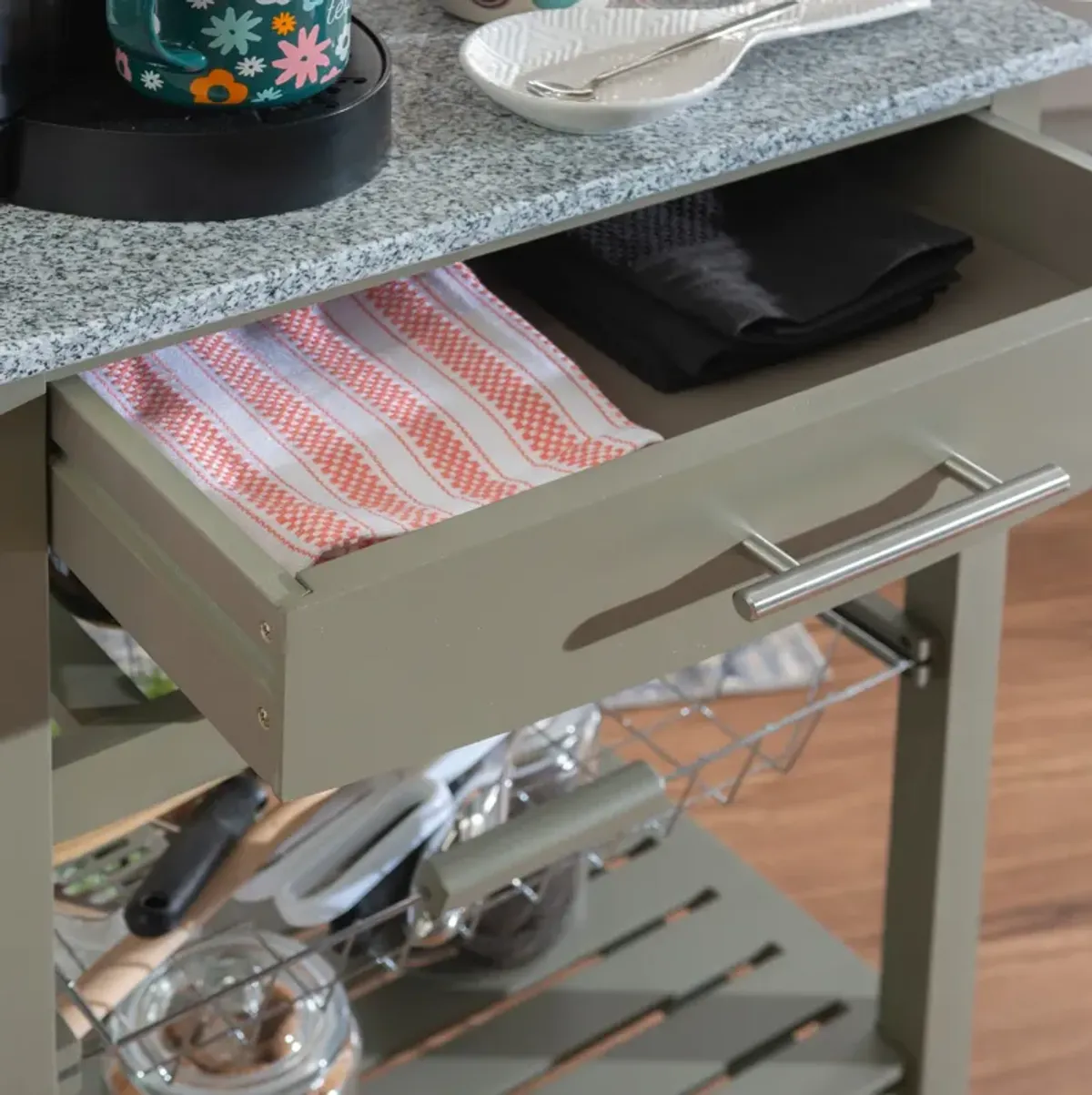 Avon Granite Kitchen Cart - Gray