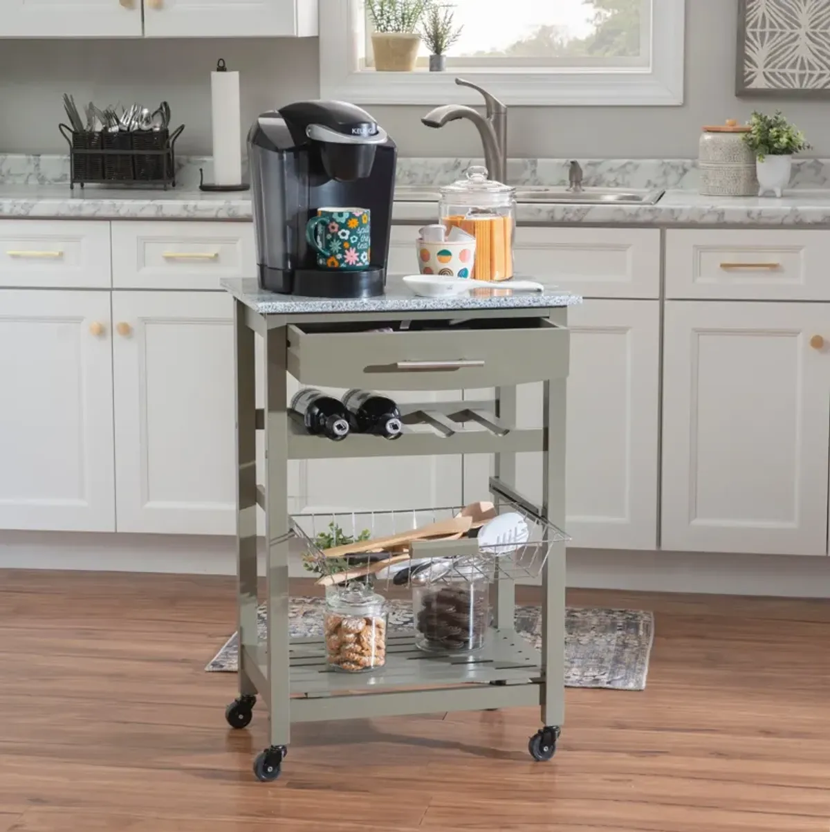 Avon Granite Kitchen Cart - Gray