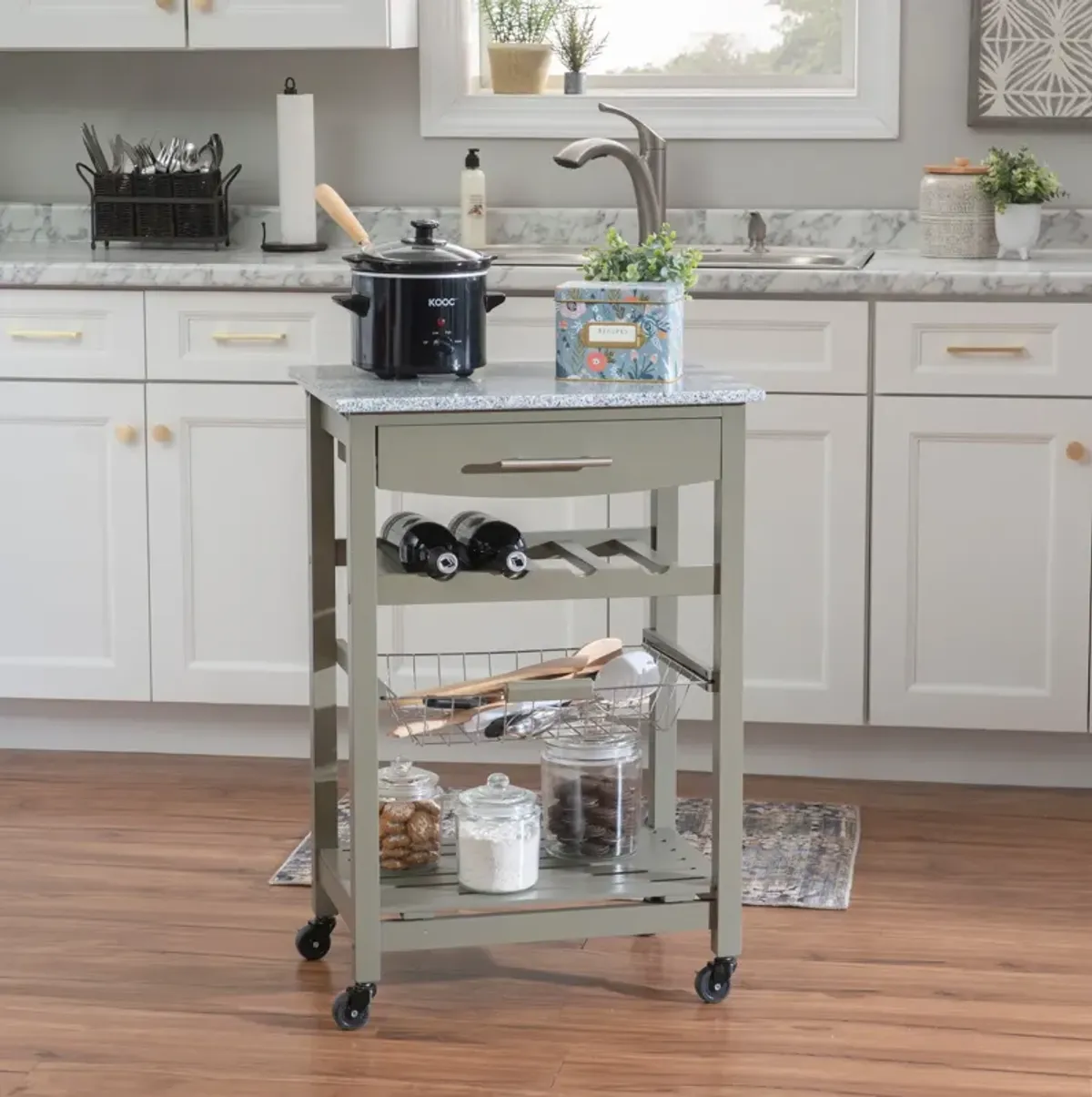 Avon Granite Kitchen Cart - Gray