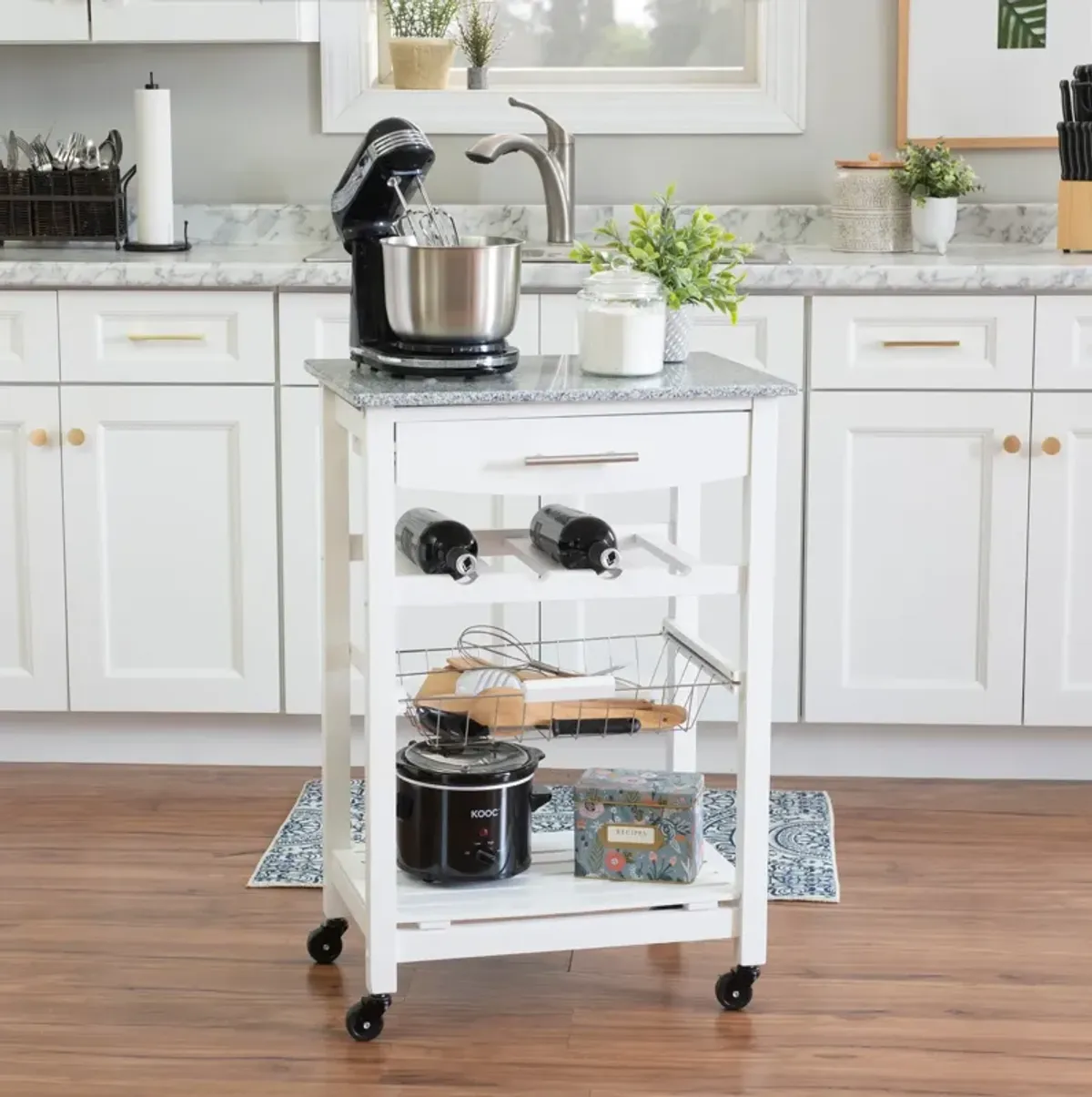 Avon Granite Kitchen Cart -White