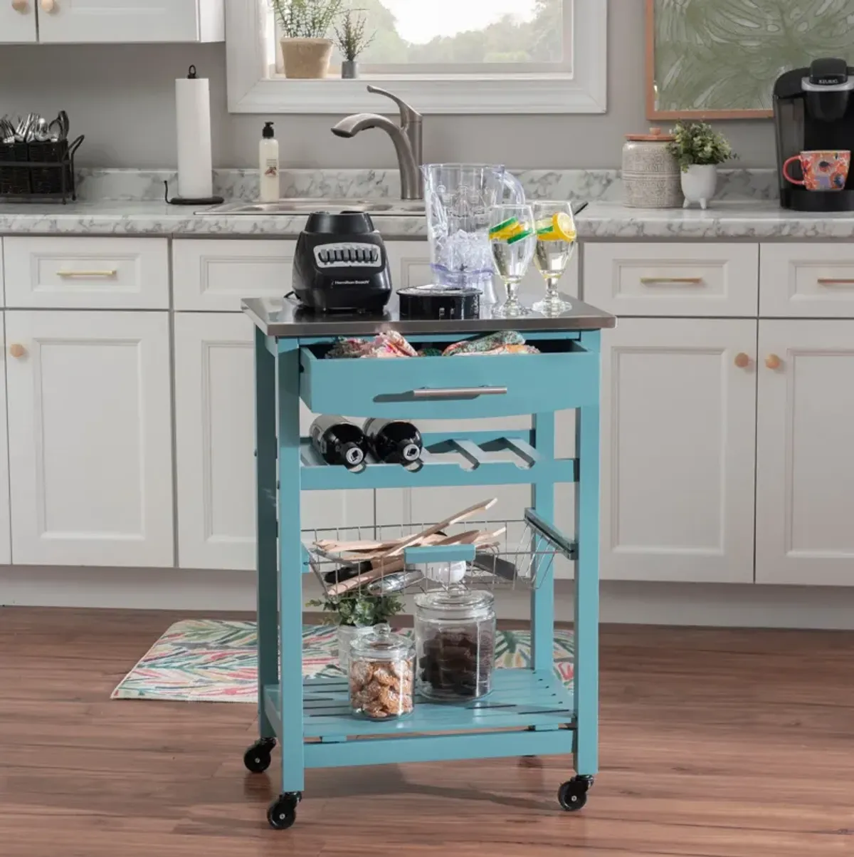 Avon Stainless Steel Kitchen Cart -Blue