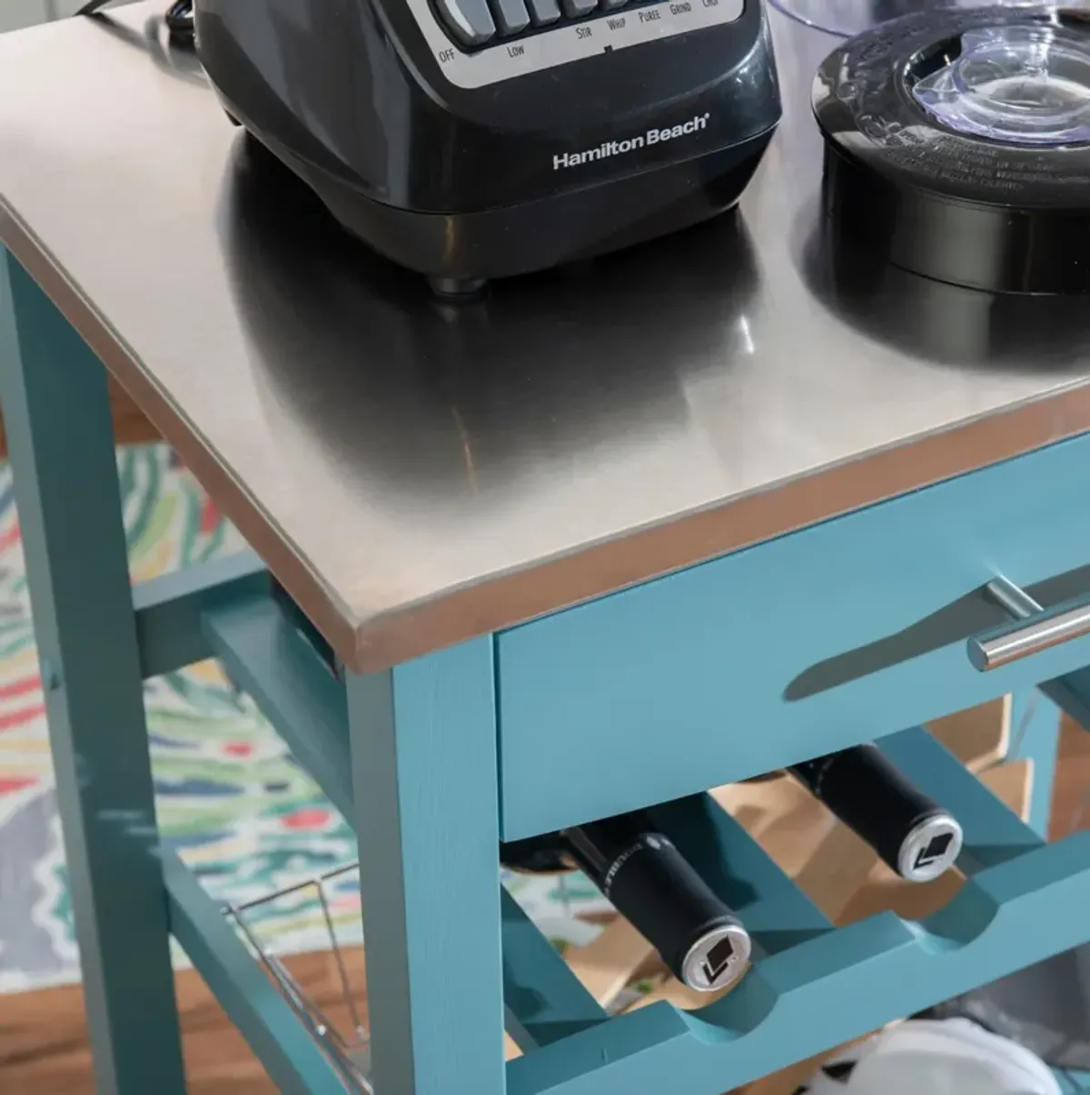 Avon Stainless Steel Kitchen Cart -Blue