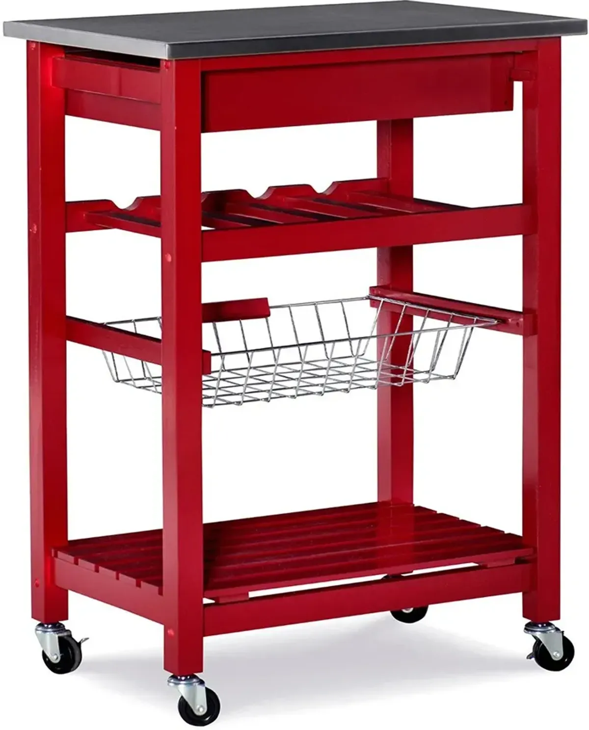 Avon Stainless Steel Kitchen Cart -Red