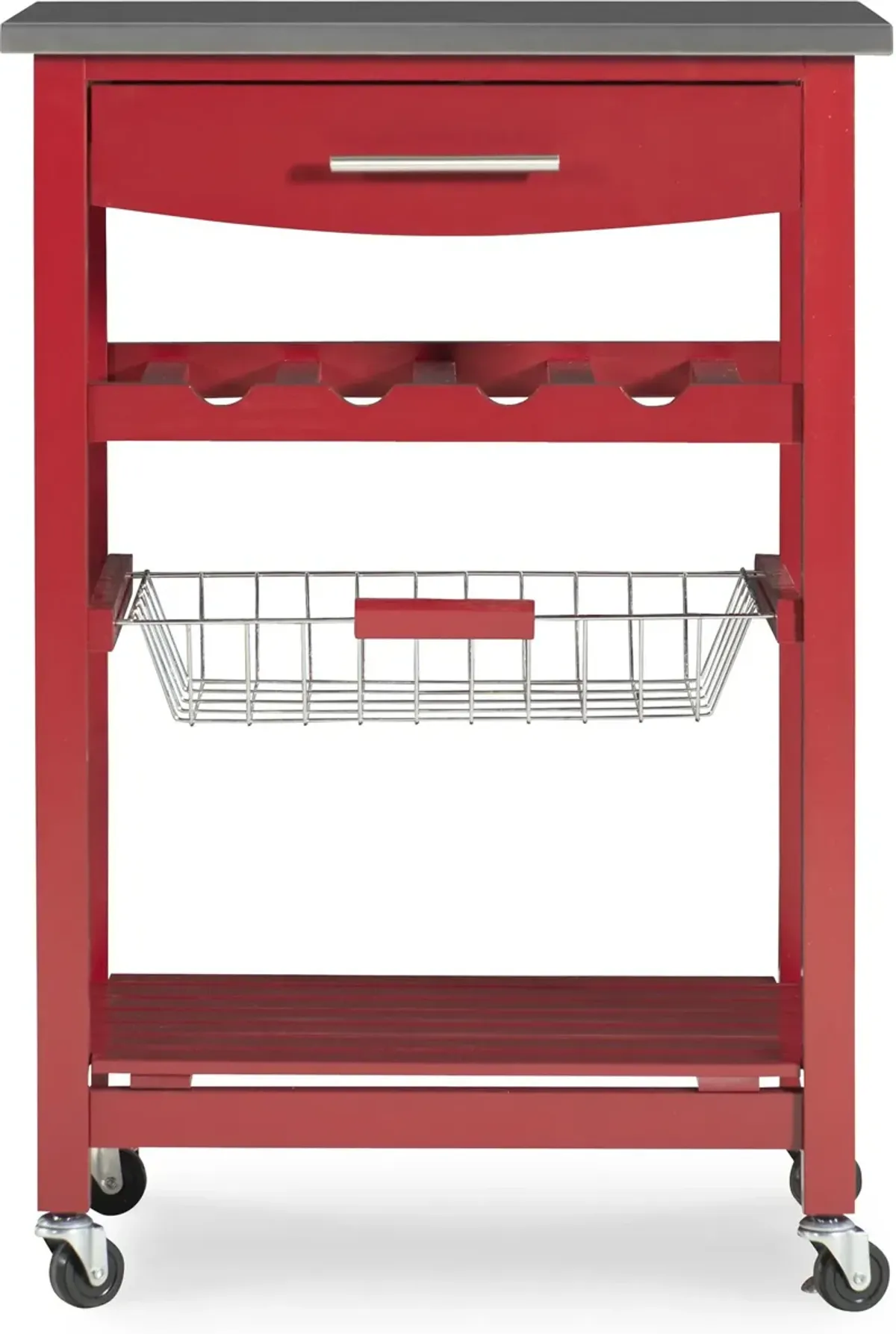 Avon Stainless Steel Kitchen Cart -Red