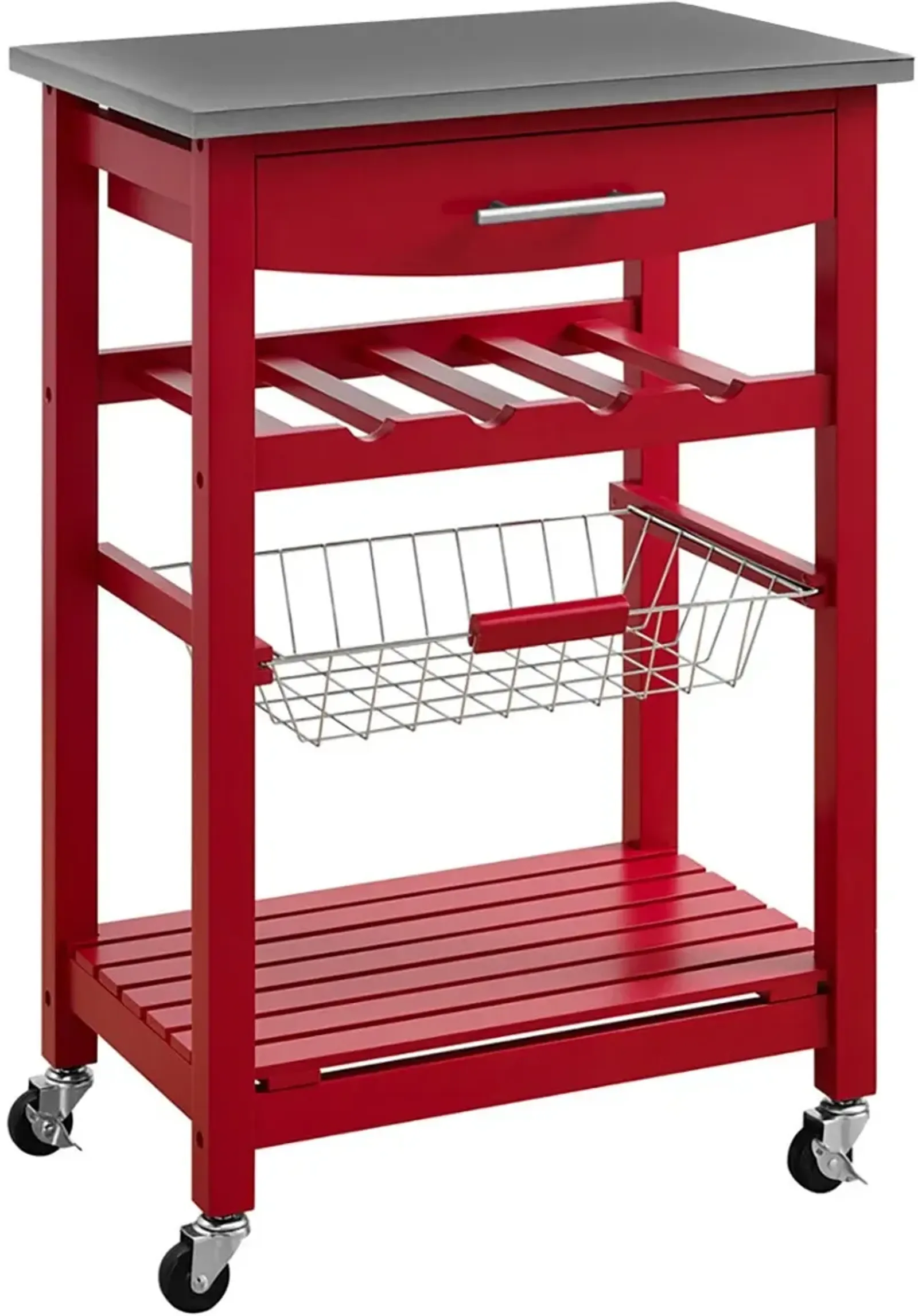 Avon Stainless Steel Kitchen Cart -Red