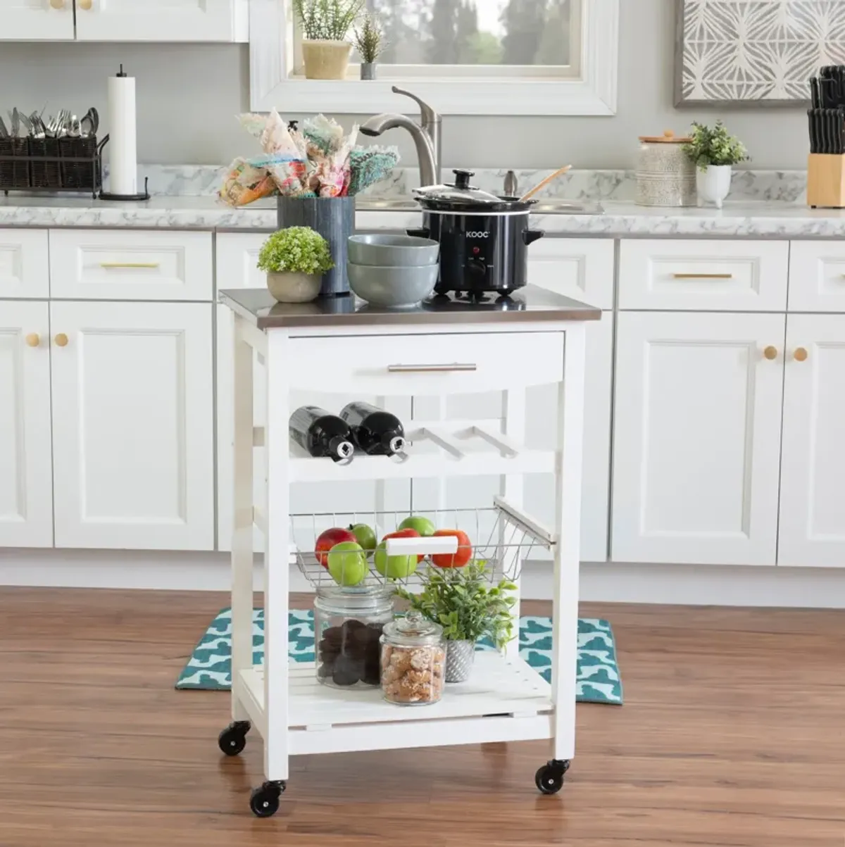 Avon Stainless Steel Kitchen Cart -White