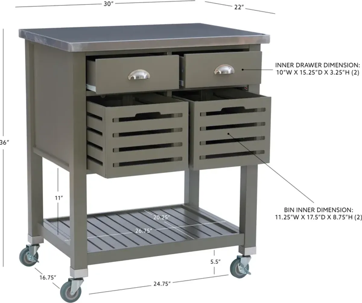 Brighton Kitchen Cart - Gray