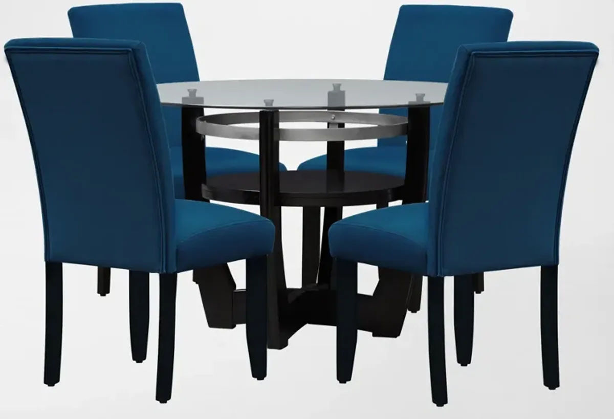 Lennox Dining Table and 4 Dining Chairs - Navy