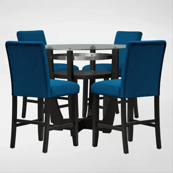 Lennox Counter-Height Dining Table and 4 Stools - Navy