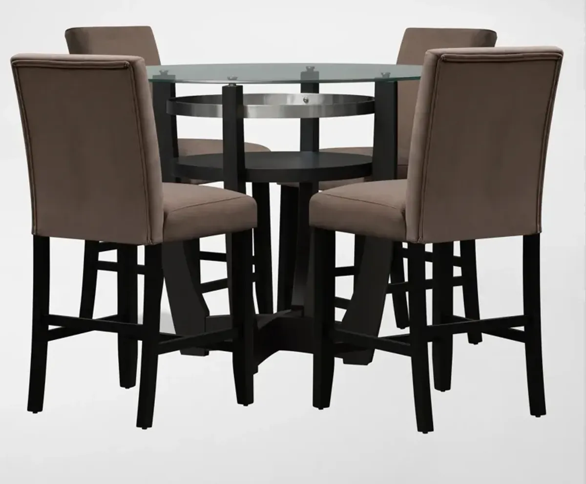 Lennox Counter-Height Dining Table and 4 Stools - Chocolate