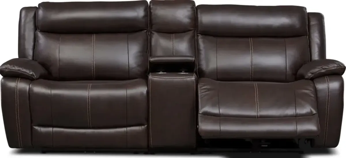 Vince 3-Piece Dual-Power Reclining Sofa with Console - Brown