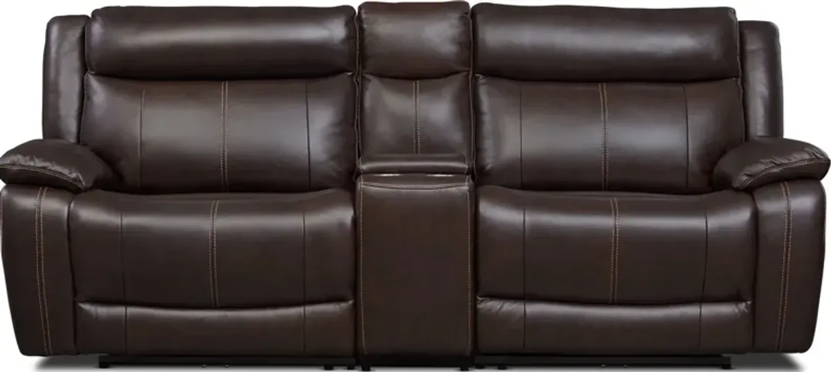 Vince 3-Piece Dual-Power Reclining Sofa with Console - Brown