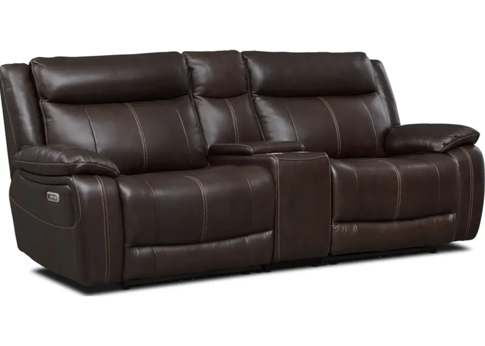 Vince 3-Piece Dual-Power Reclining Sofa with Console - Brown