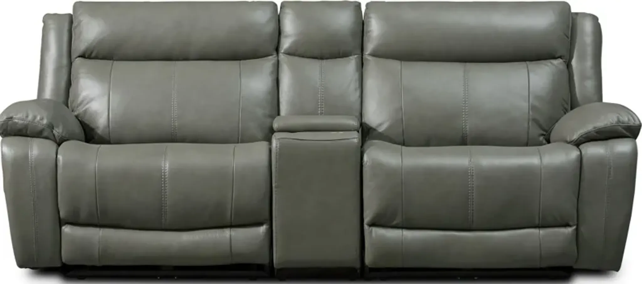 Vince 3-Piece Dual-Power Reclining Sofa with Console - Gray | Furniture.com