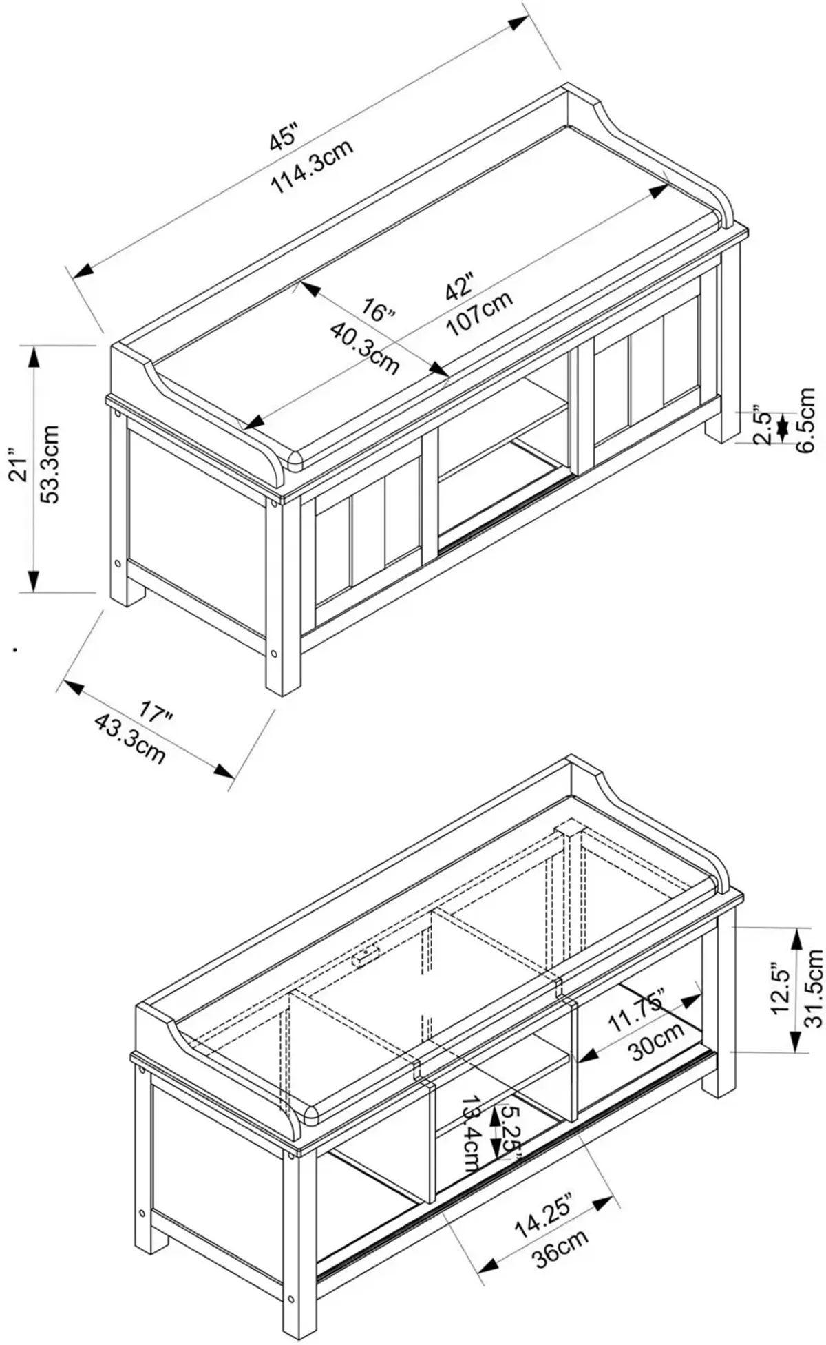 Fullerton Storage Bench