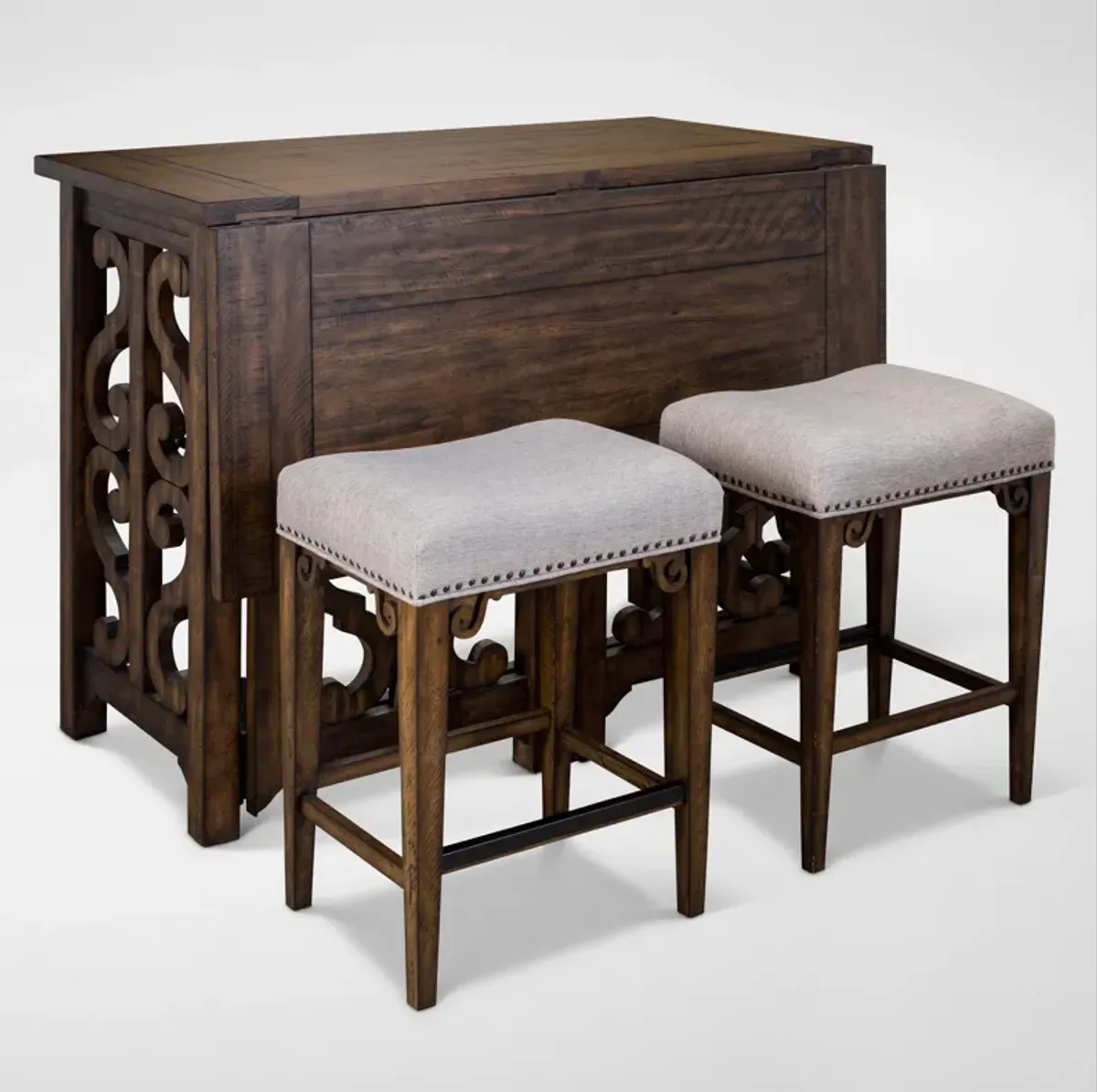 Charthouse Breakfast Bar and 2 Counter-Height Backless Stools - Nutmeg