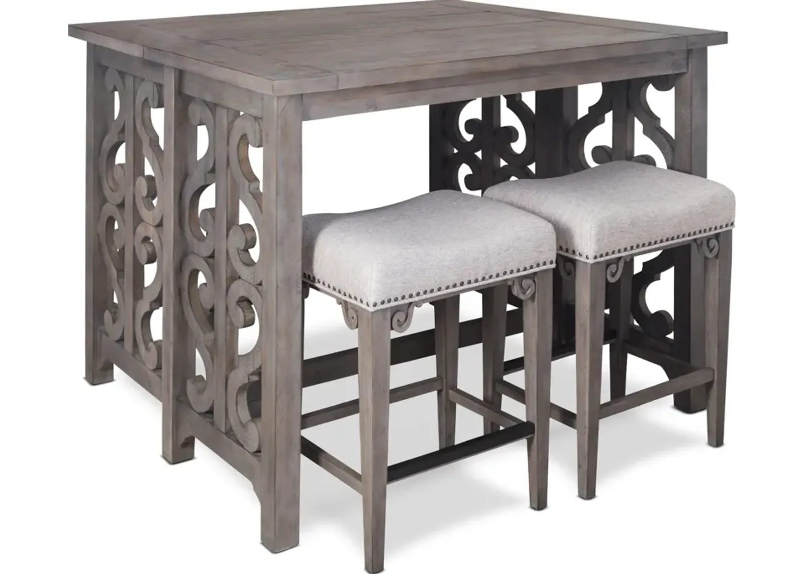 Charthouse Breakfast Bar and 2 Counter-Height Backless Stools - Gray