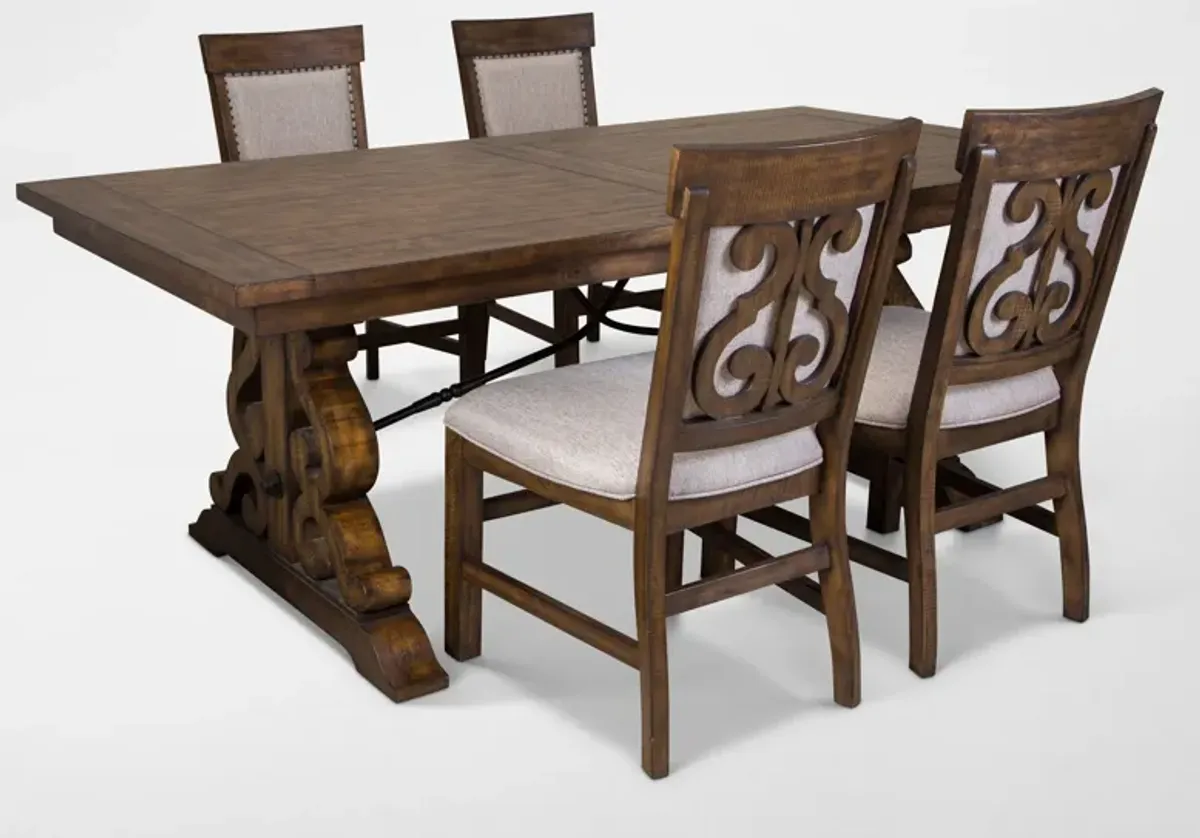 Charthouse Rectangular Extendable Dining Table and 4 Upholstered Dining Chairs - Nutmeg