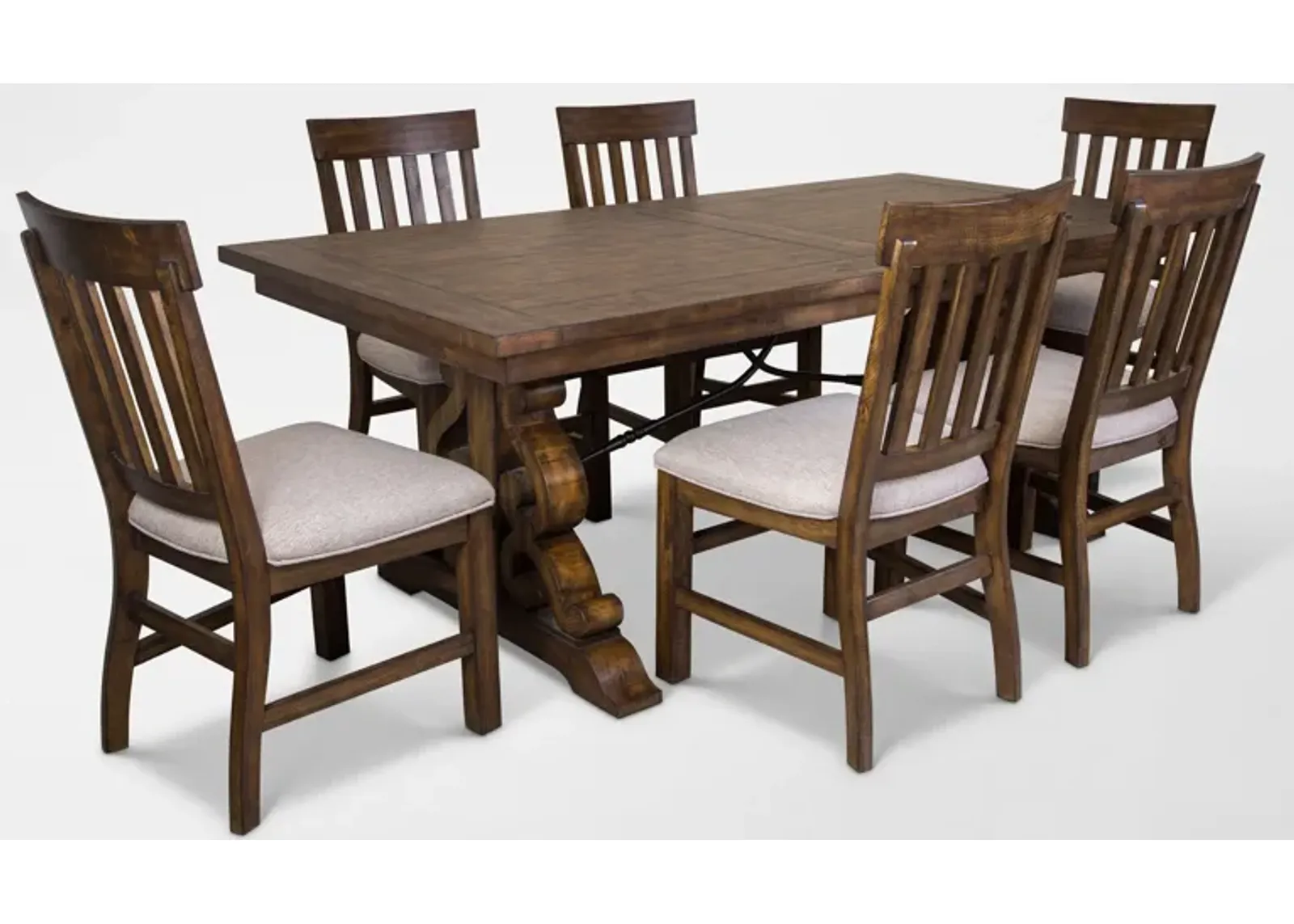 Charthouse Rectangular Extendable Dining Table and 6 Dining Chairs - Nutmeg