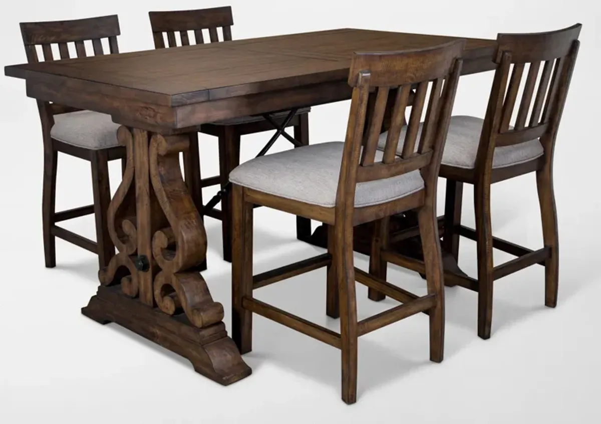 Charthouse Counter-Height Dining Table and 4 Stools - Nutmeg