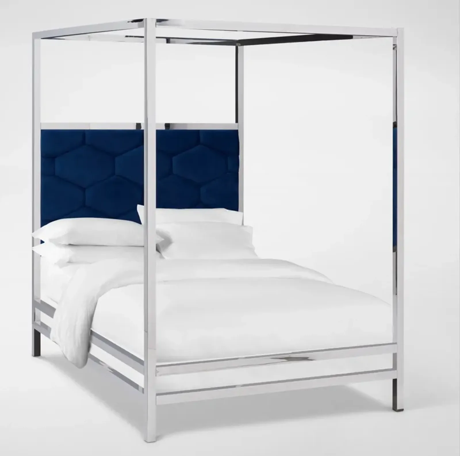 Concerto Queen Canopy Bed - Blue Velvet