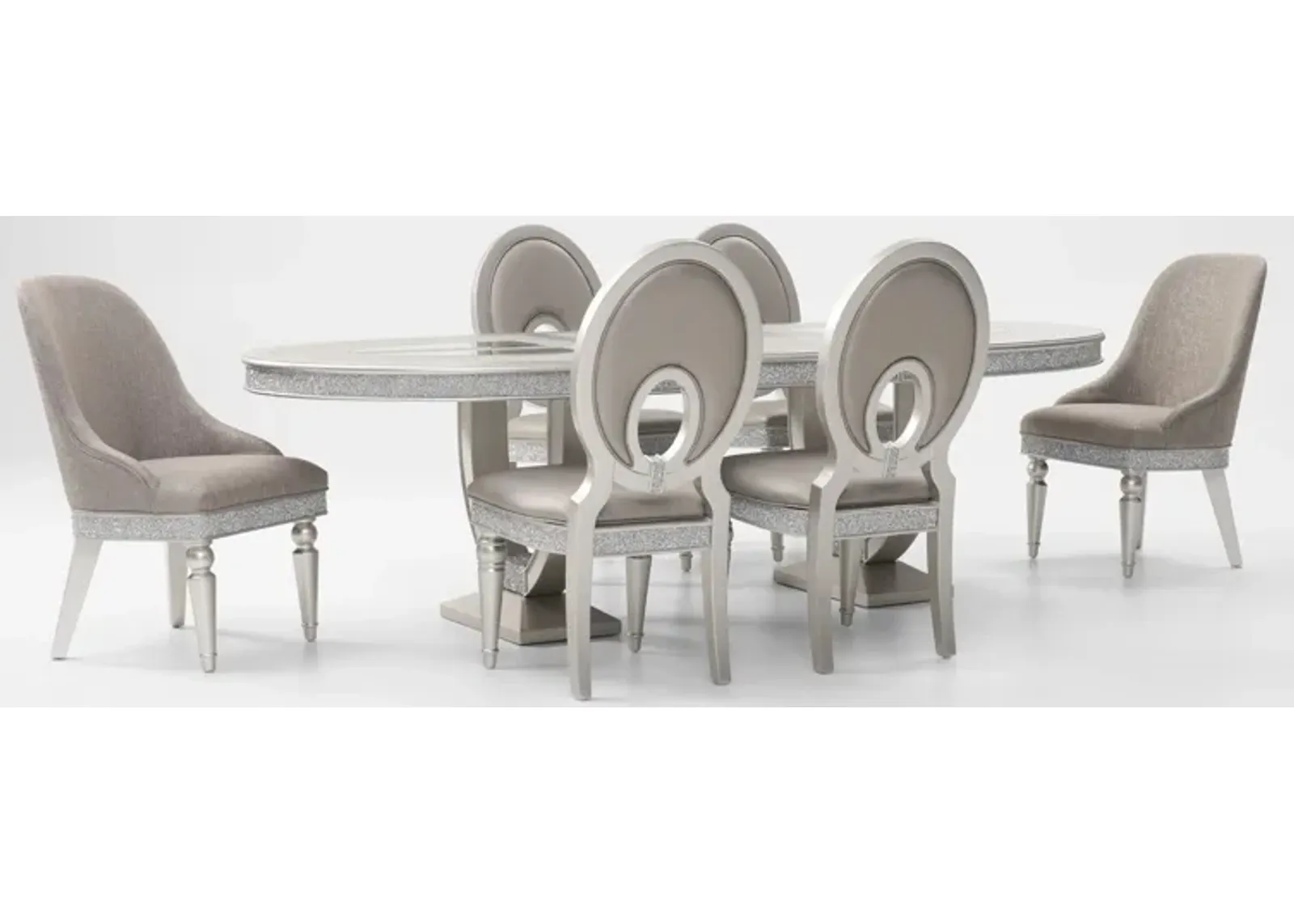 Posh Dining Table, 4 Dining Chairs and 2 Host Chairs