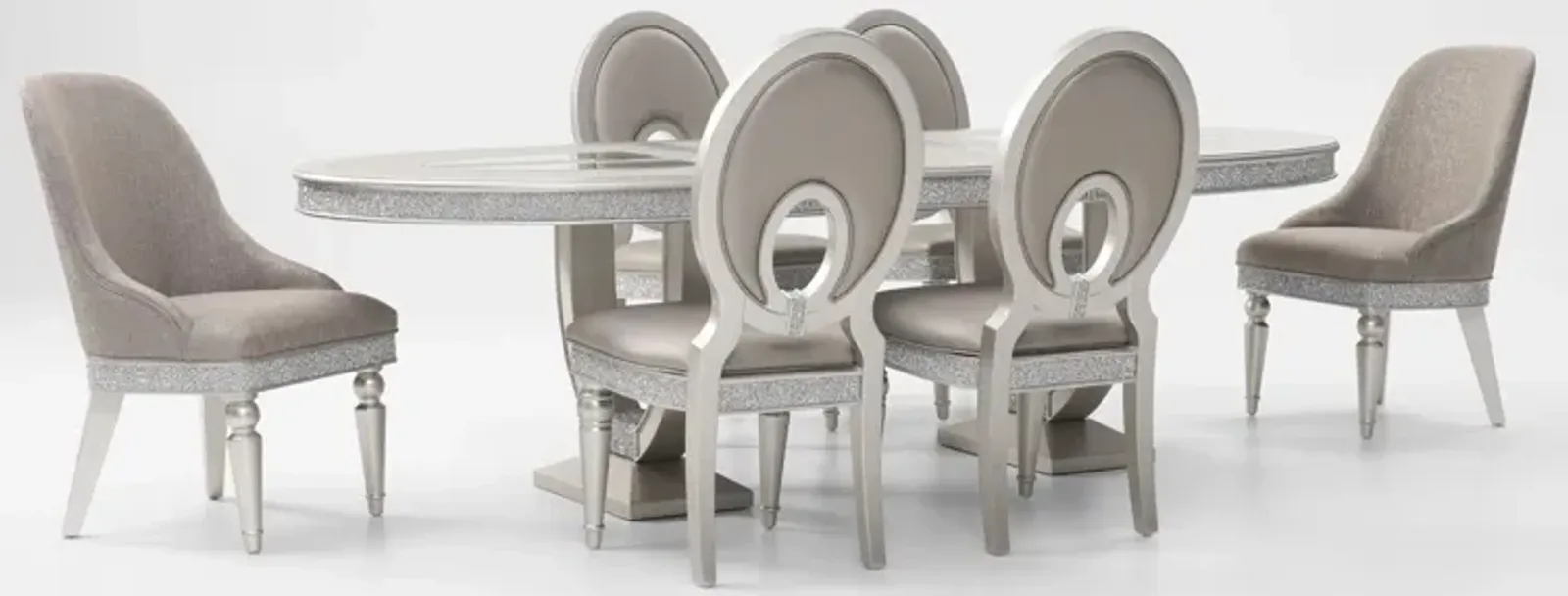 Posh Dining Table, 4 Dining Chairs and 2 Host Chairs