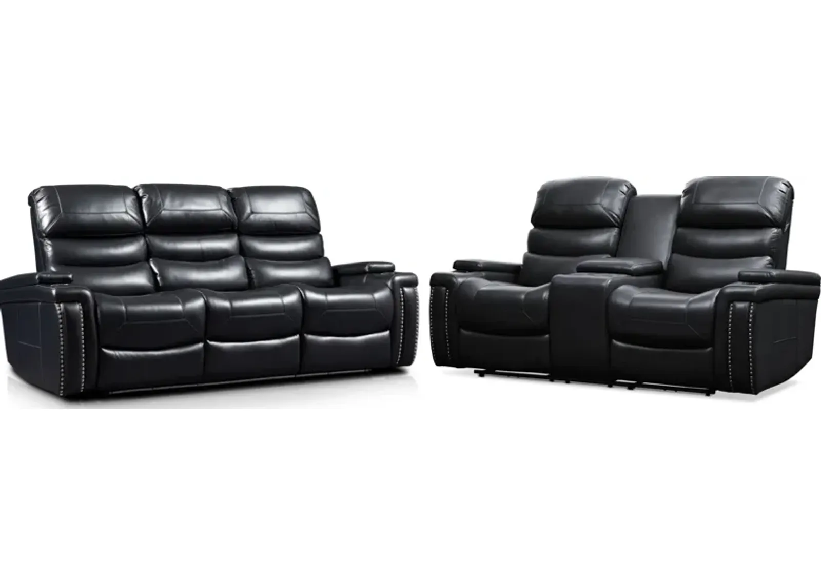 Jackson Triple-Power Reclining Sofa and Loveseat Set - Black