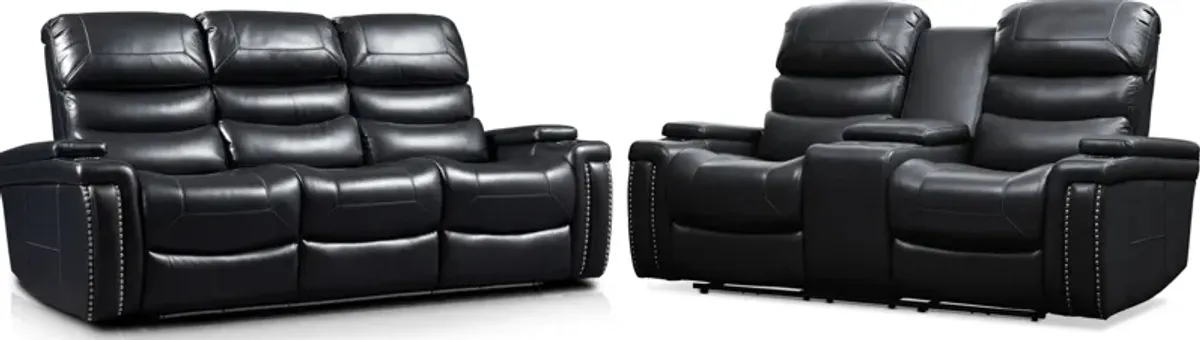 Jackson Triple-Power Reclining Sofa and Loveseat Set - Black