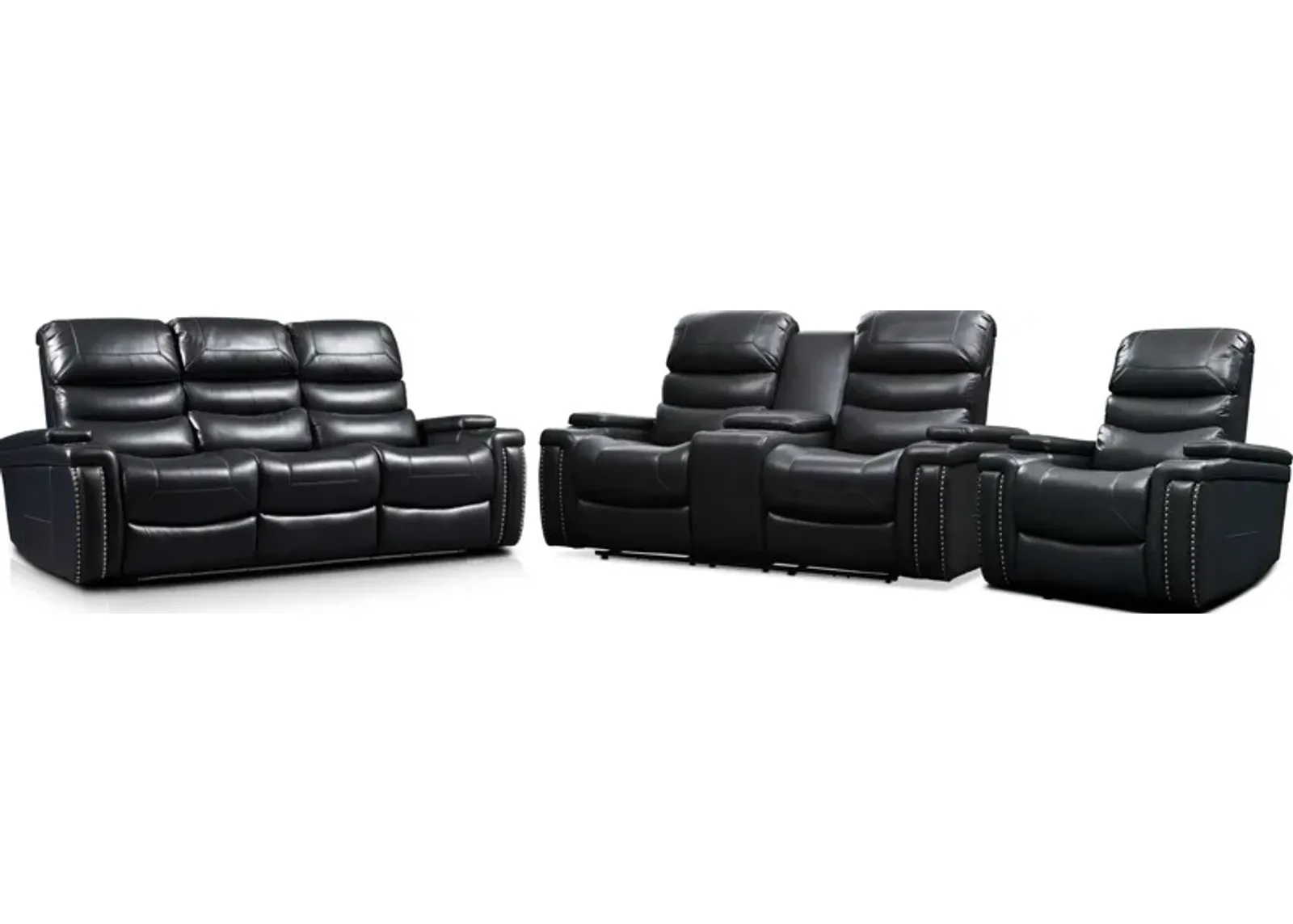 Jackson Triple-Power Reclining Sofa, Loveseat and Recliner - Black