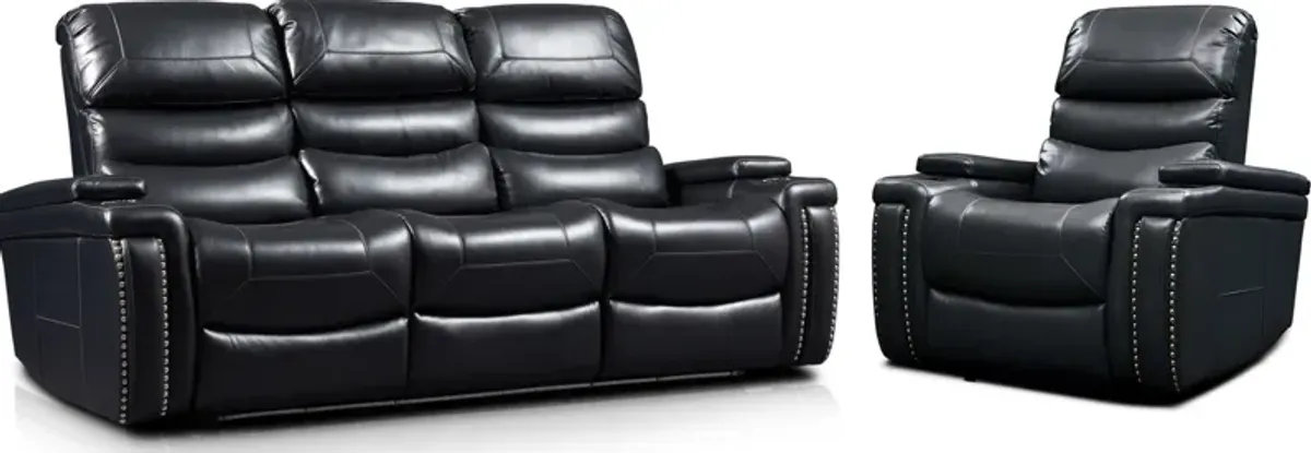 Jackson Triple-Power Reclining Sofa and Recliner Set - Black