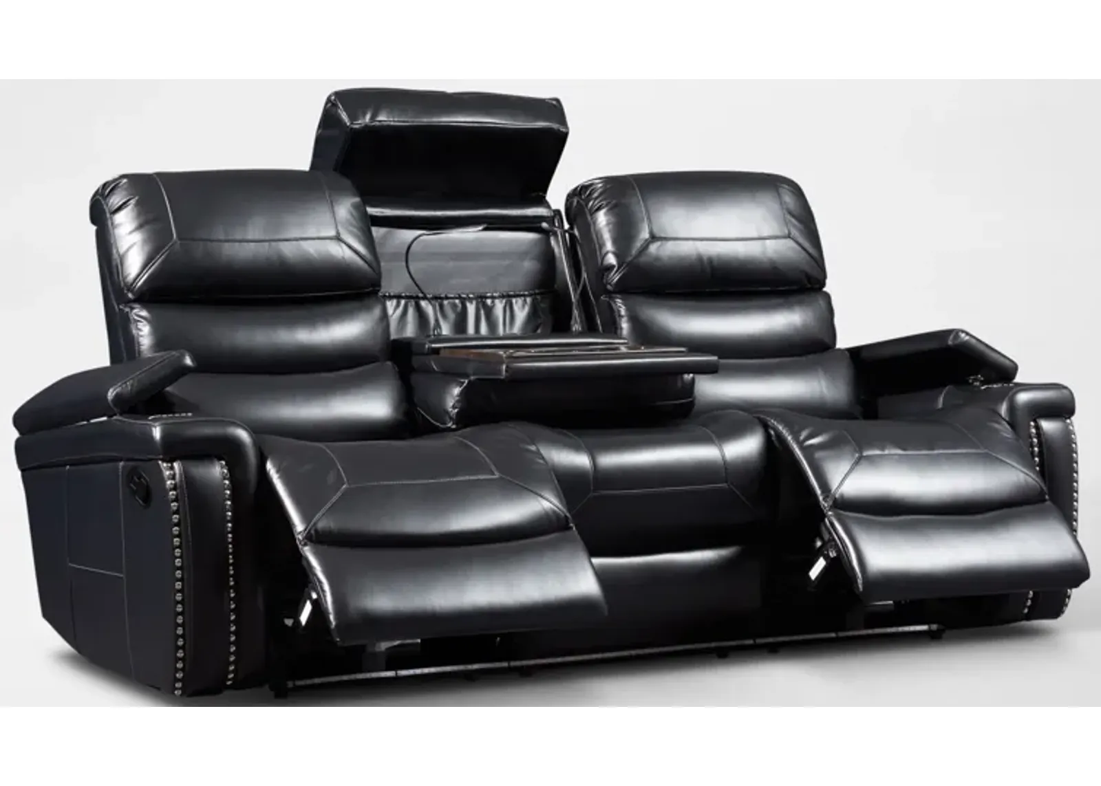 Jackson Manual Reclining Sofa and Loveseat Set - Black