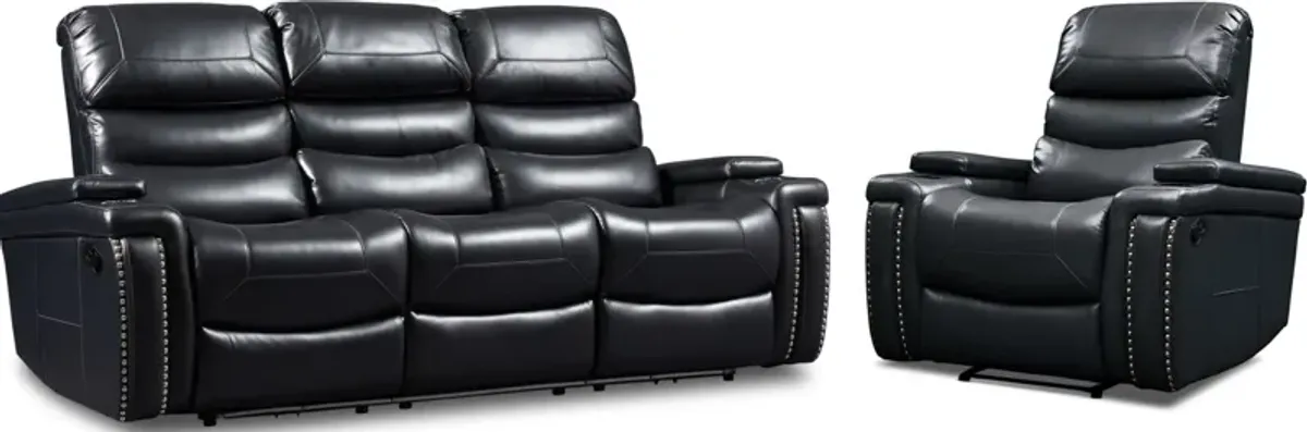 Jackson Manual Reclining Sofa and Recliner Set - Black