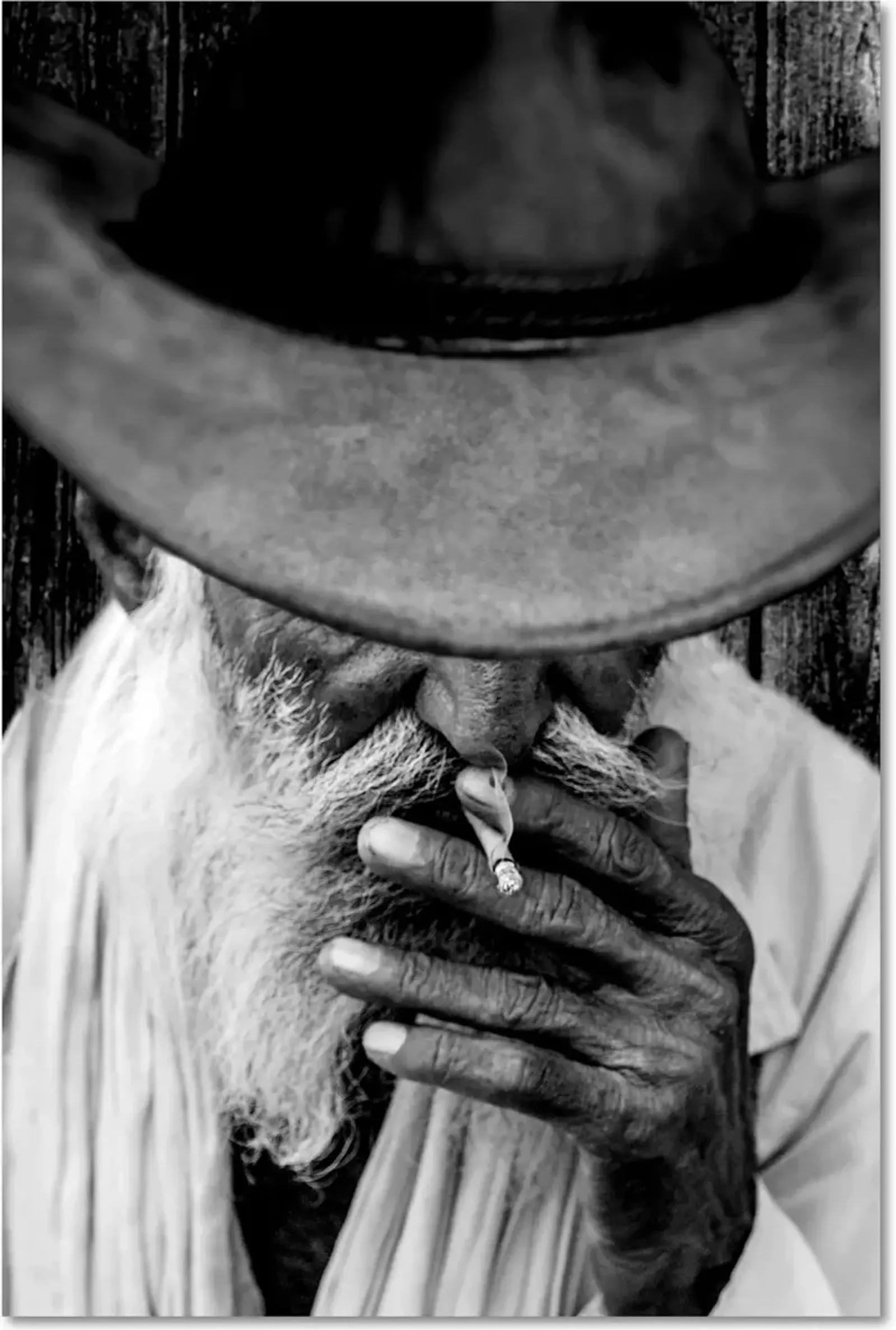 Man with Smoke 48'' x 32'' Wall Art