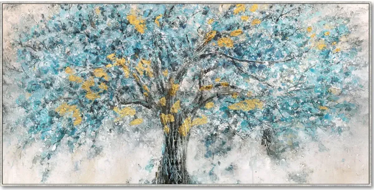 Blue and Gold Tree 30'' x 60'' Wall Art