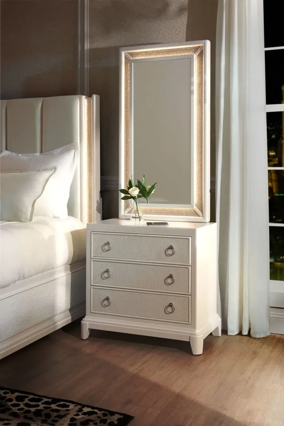 Zarah Nightstand and Mirror