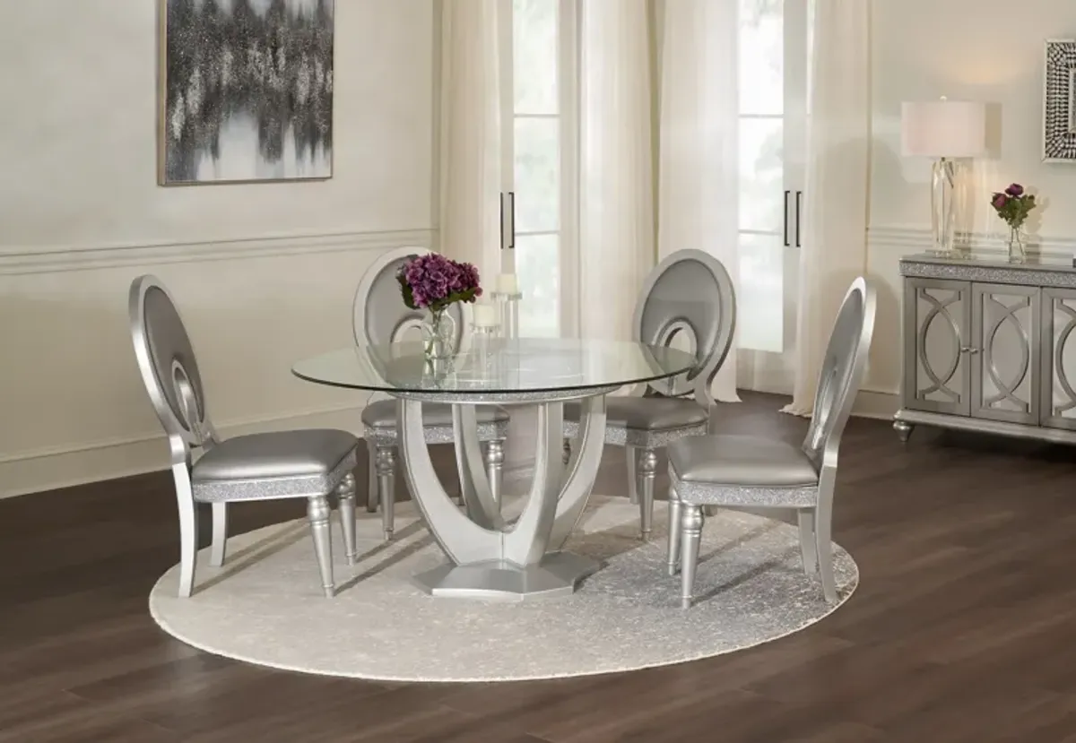 Posh Round Dining Table and 4 Dining Chairs