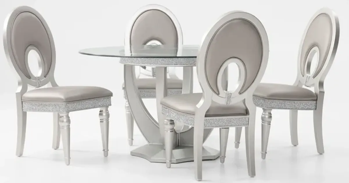 Posh Round Dining Table and 4 Dining Chairs